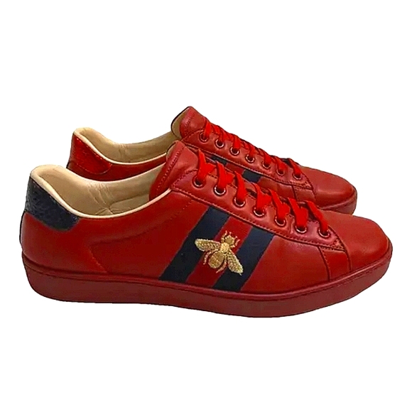 Gucci Freya Hartas Ace Sneakers Embroidered Leather men's 9.5 - Picture 1 of 10